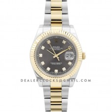 Datejust II 116333 Grey Dial in Yellow Gold/Steel with Diamond Markers on Oyster Bracelet
