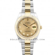 Datejust II 116333 Yellow Gold Dial in Gold/Steel with Diamond Markers on Oyster Bracelet