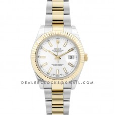 Datejust II 126303 White Dial in Yellow Gold/Steel with Sticker Markers on Oyster Bracelet
