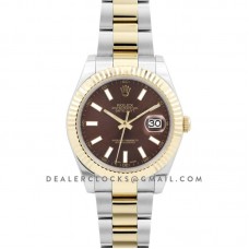 Datejust II 116233 Brown Dial in Yellow Gold/Steel with Stick Markers Datejust II 116233 Brown Dial in Yellow Gold/Steel with Stick Markers