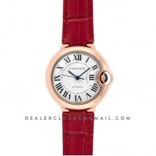 Ballon Bleu De Cartier 36mm Silver Dial in Pink Gold on Red Leather Strap Ballon Bleu De Cartier 36mm Silver Dial in Pink Gold on Red Leather Strap