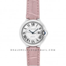 Ballon Bleu De Cartier 36mm Silver Dial in Steel on Pink Leather Strap Ballon Bleu De Cartier 36mm Silver Dial in Steel on Pink Leather Strap