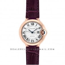Ballon Bleu De Cartier 36mm Silver Dial in Pink Gold on Purple Leather Strap Ballon Bleu De Cartier 36mm Silver Dial in Pink Gold on Purple Leather Strap