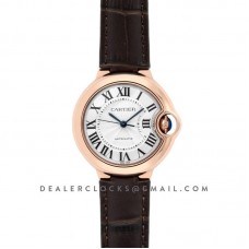 Ballon Bleu De Cartier 36mm Silver Dial in Pink Gold on Brown Leather Strap Ballon Bleu De Cartier 36mm Silver Dial in Pink Gold on Brown Leather Strap