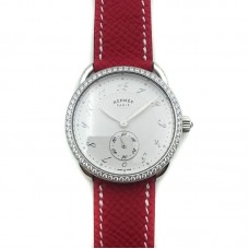 Arceau Petite Steel with Diamond Bezel on Red Epsom Leather Strap Arceau Petite Steel with Diamond Bezel on Red Epsom Leather Strap
