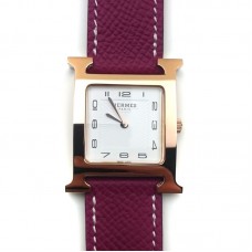 Heure H Rose Gold on Violet Epsom Leather Strap