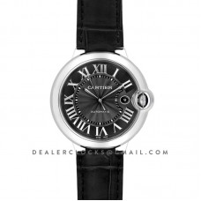 Ballon Bleu De Cartier 42mm Black Dial in Steel on Black Leather Strap Ballon Bleu De Cartier 42mm Black Dial in Steel on Black Leather Strap
