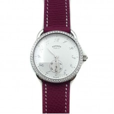 Arceau Petite Steel with Diamond Bezel on Violet Epsom Leather Strap Arceau Petite Steel with Diamond Bezel on Violet Epsom Leather Strap