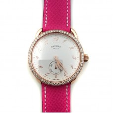 Arceau Petite Rose Gold with Diamond Bezel on Pink Epsom Leather Strap