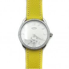 Arceau Petite Steel with Diamond Bezel on Yellow Epsom Leather Strap Arceau Petite Steel with Diamond Bezel on Yellow Epsom Leather Strap