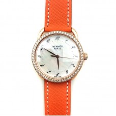 Arceau Rose Gold with Diamond Bezel on Orange Epsom Leather Strap Arceau Rose Gold with Diamond Bezel on Orange Epsom Leather Strap