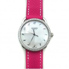 Arceau Steel with Diamond Bezel on Pink Epsom Leather Strap Arceau Steel with Diamond Bezel on Pink Epsom Leather Strap