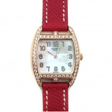 Cape Cod Tonneau Rose Gold with Diamond Bezel on Red Epsom Leather Strap Cape Cod Tonneau Rose Gold with Diamond Bezel on Red Epsom Leather Strap