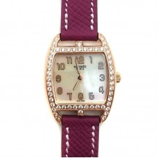 Cape Cod Tonneau Rose Gold with Diamond Bezel on Violet Epsom Leather Strap