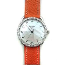Arceau Steel with Diamond Bezel on Orange Epsom Leather Strap Arceau Steel with Diamond Bezel on Orange Epsom Leather Strap