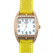 Cape Cod Tonneau Rose Gold with Diamond Bezel on Yellow Epsom Leather Strap