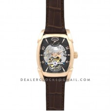 Kalpa XL Tourbillon Black Dial in Rose Gold on Brown Leather Strap