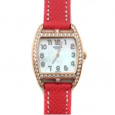 Cape Cod Tonneau Rose Gold with Diamond Bezel on Vermilion Epsom Leather Strap Cape Cod Tonneau Rose Gold with Diamond Bezel on Vermilion Epsom Leather Strap