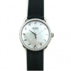 Arceau Steel with Diamond Bezel on Black Epsom Leather Strap Arceau Steel with Diamond Bezel on Black Epsom Leather Strap