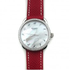 Arceau Steel with Diamond Bezel on Red Epsom Leather Strap Arceau Steel with Diamond Bezel on Red Epsom Leather Strap