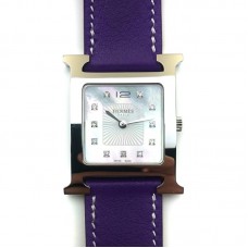 Heure H Steel with Diamond Markers on Violet Fjord Leather Strap Heure H Steel with Diamond Markers on Violet Fjord Leather Strap