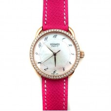 Arceau Rose Gold with Diamond Bezel on Pink Epsom Leather Strap Arceau Rose Gold with Diamond Bezel on Pink Epsom Leather Strap