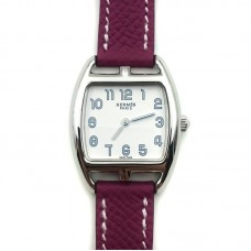 Cape Cod Tonneau Steel on Violet Epsom Leather Strap