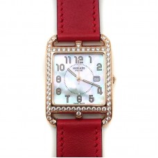 Cape Cod GM Quartz Rose Gold with Diamond Bezel on Red Fjord Leather Strap