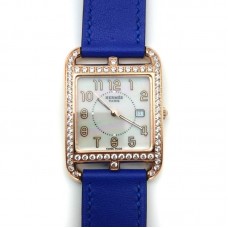 Cape Cod GM Quartz Rose Gold with Diamond Bezel on Blue Fjord Leather Strap