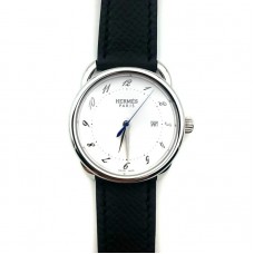 Arceau Steel on Black Epsom Leather Strap Arceau Steel on Black Epsom Leather Strap