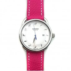Arceau Steel on Pink Epsom Leather Strap Arceau Steel on Pink Epsom Leather Strap