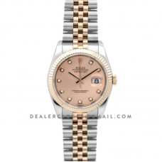 Datejust II 116333 Pink Dial in Rose Gold/Steel with Diamond Markers