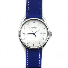 Arceau Steel on Blue Epsom Leather Strap Arceau Steel on Blue Epsom Leather Strap