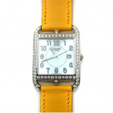 Cape Cod Tonneau Steel with Diamond Bezel on Yellow Fjord Leather Strap