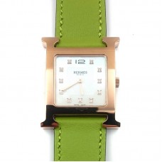 Heure H Rose Gold on Green Fjord Leather Strap Heure H Rose Gold on Green Fjord Leather Strap