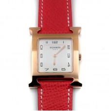 Heure H Rose Gold on Vermilion Epsom Leather Strap Heure H Rose Gold on Vermilion Epsom Leather Strap