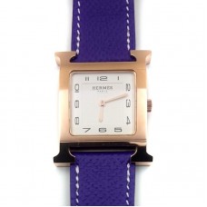 Heure H Rose Gold on Purple Epsom Leather Strap