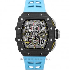 RM 011 Automatic Flyback Chronograph Carbon on Blue Rubber Strap