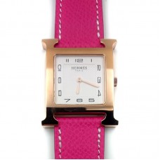 Heure H Rose Gold on Pink Epsom Leather Strap
