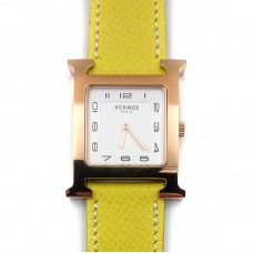 Heure H Rose Gold on Yellow Epsom Leather Strap Heure H Rose Gold on Yellow Epsom Leather Strap