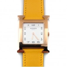 Heure H Rose Gold on Yellow Fjord Leather Strap